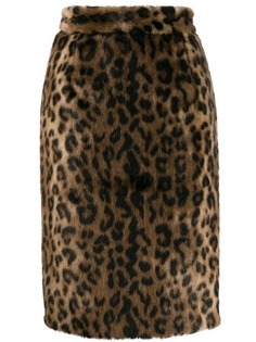 Nº21 юбка из искусственного меха с леопардовым принтом