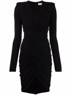 Alexandre Vauthier платье мини со сборками и V-образным вырезом