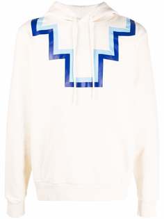 Marcelo Burlon County of Milan RURAL CROSS REGULAR HOODIE ECRU BLUE