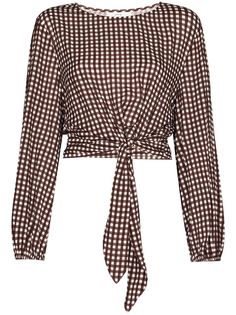 Peony блузка в клетку гингем с завязками