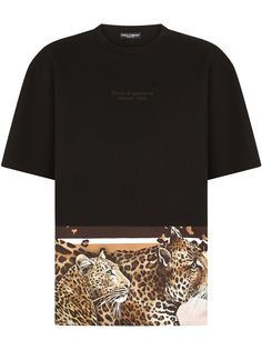 Dolce & Gabbana футболка с леопардовым принтом и логотипом