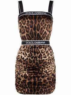 Dolce & Gabbana платье мини с леопардовым принтом