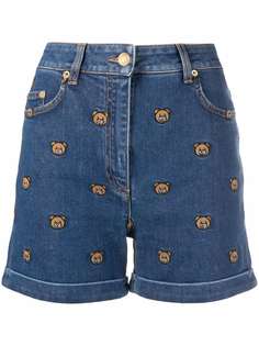 Moschino джинсовые шорты с вышивкой Teddy Bear