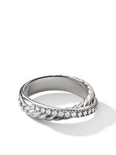 David Yurman серебряное кольцо Crossover с бриллиантами
