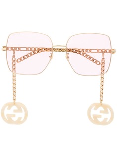 Gucci Eyewear солнцезащитные очки в квадратной оправе с логотипом GG
