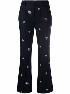 RED Valentino укороченные брюки с цветочным принтом