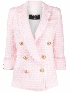 Balmain двубортный твидовый пиджак