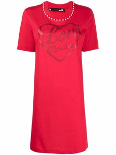 Love Moschino платье-футболка с искусственным жемчугом