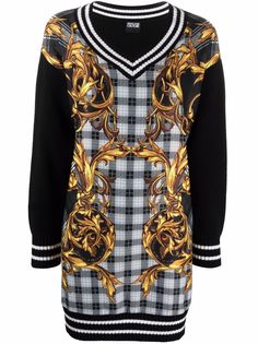 Versace Jeans Couture платье-свитер в клетку с узором Baroque
