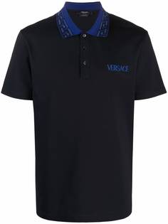 Versace рубашка поло вязки интарсия с короткими рукавами
