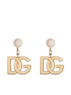 Dolce & Gabbana серьги-подвески с искусственным жемчугом и логотипом