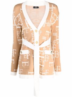 Elisabetta Franchi кардиган с поясом и логотипом