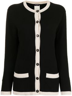 Chanel Pre-Owned кашемировый кардиган 1996-го года с контрастной окантовкой