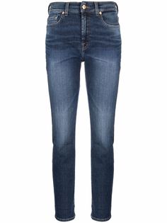 7 For All Mankind прямые джинсы с эффектом потертости
