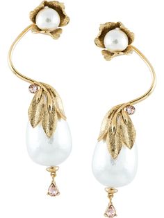 Oscar de la Renta серьги-подвески с цветочным декором