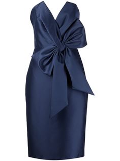 Badgley Mischka платье без бретелей с бантом