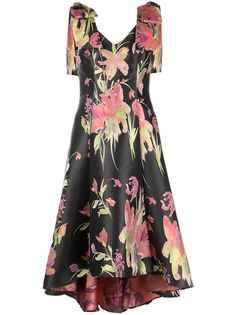 Marchesa Notte жаккардовое платье с цветочным узором