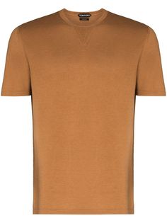TOM FORD TF CTTN SILK MIX SS TEE BRWN