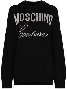 Moschino intarsia logo knitted hoodie
