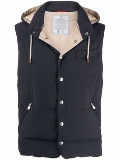 Brunello Cucinelli дутый жилет с капюшоном