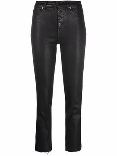 7 For All Mankind вощеные брюки узкого кроя
