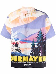 MSGM рубашка с графичным принтом и короткими рукавами