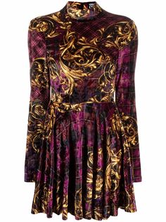Versace Jeans Couture платье в клетку тартан с принтом Baroque