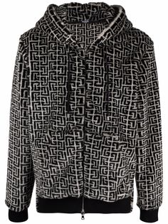 Balmain худи на молнии с монограммой