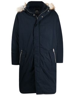 Armani Exchange длинное пальто с капюшоном