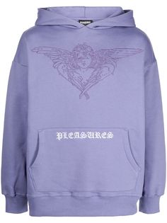 Pleasures embroidered-logo hoodie