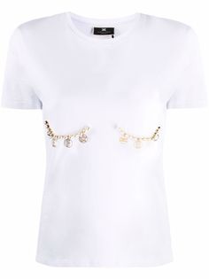 Elisabetta Franchi футболка с декорированным логотипом