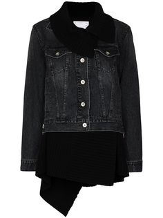 Sacai SAC JKT DNM HN LS KNTTD CARDI HYBRD WL