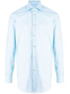 Kiton поплиновая рубашка с косым воротником