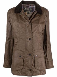 Barbour collared waxed raincoat
