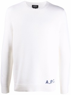 A.P.C. embroidered-logo wool jumper