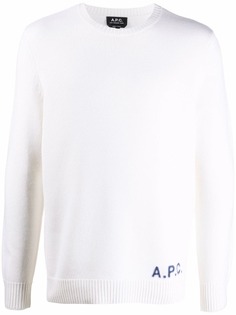 A.P.C. embroidered-logo wool jumper