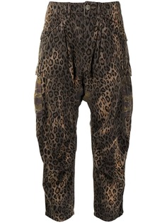 R13 укороченные брюки с леопардовым принтом