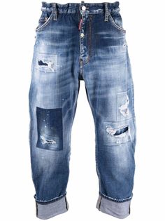 Dsquared2 укороченные джинсы с эффектом потертости