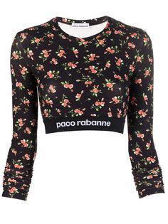 Paco Rabanne cropped long-sleeve top