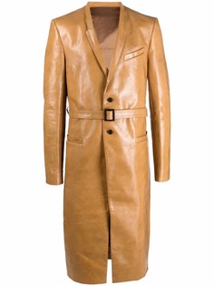 Rick Owens long belted leather coat