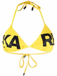 Karl Lagerfeld logo-print triangle-cup bikini top
