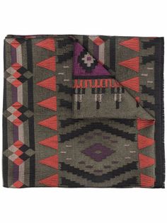 ETRO шарф с геометричным узором и бахромой