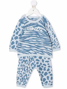 Kenzo Kids logo-embroidered animal-print tracksuit