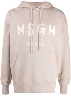 MSGM logo-print long-sleeved hoodie