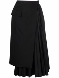 Sacai pleated wrap skirt