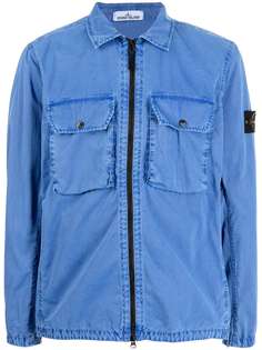 Stone Island рубашка на молнии с нашивкой-логотипом