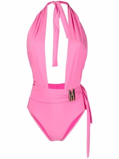 Moschino купальник с вырезом халтер и логотипом