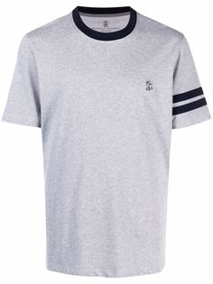 Brunello Cucinelli футболка с полосками и логотипом
