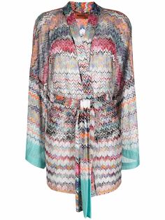 Missoni кардиган с узором зигзаг и поясом
