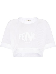 Fendi logo-print mesh T-shirt